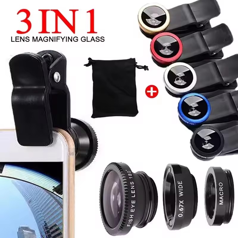 Lens Camera Clip - Lensa Ponsel Fisheye 3 in 1