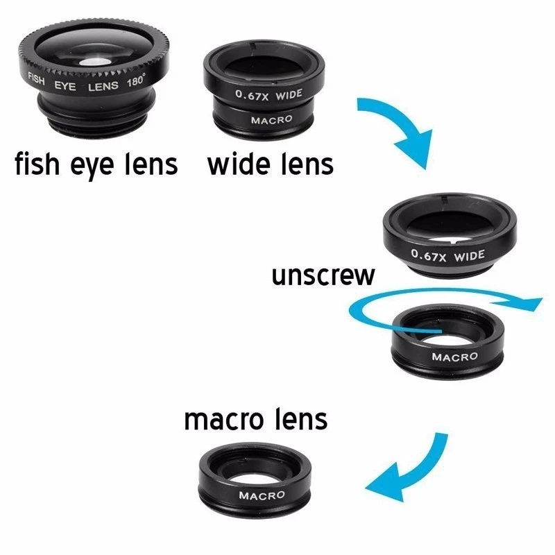 Lensa Kamera Mikro 3in1 Fishey - Lens Camera Clip ulasan dan harga