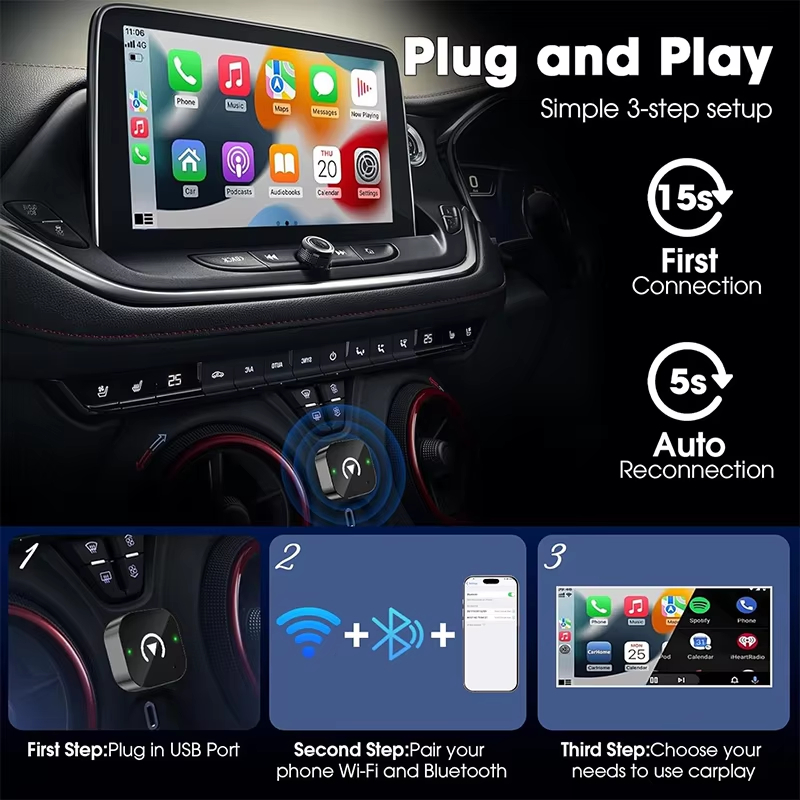 Adaptor CarPlay Nirkabel 2-in- - Phone Accessories Vendor ulasan dan harga