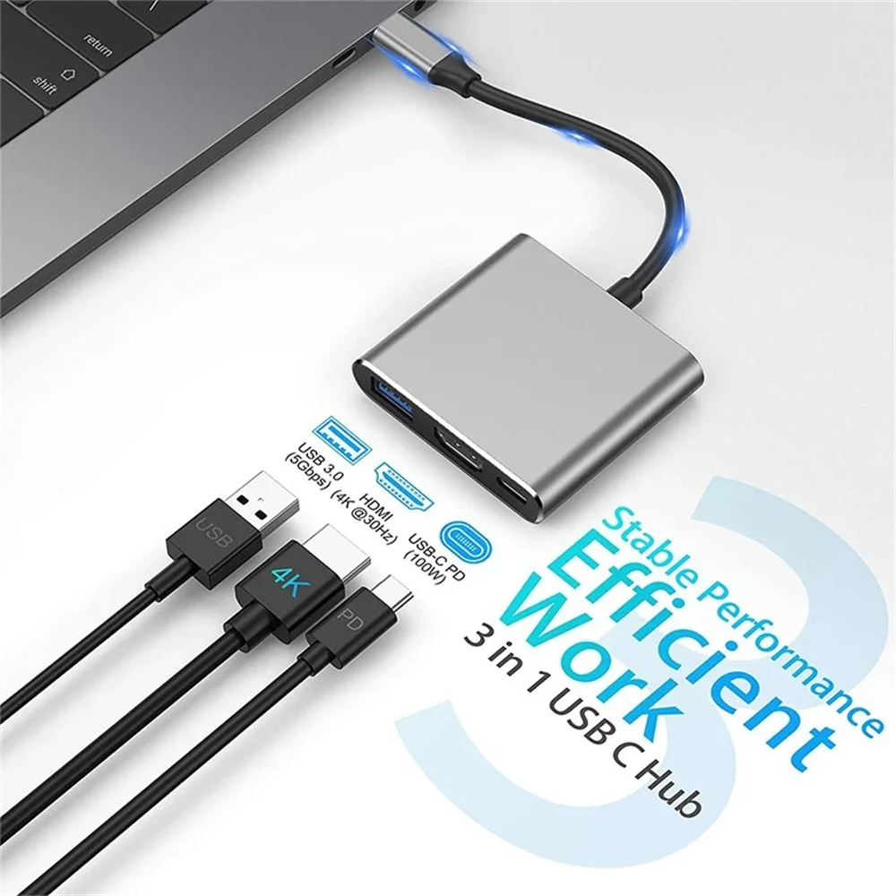 USB C HUB 3-in-1 Multiport Ada - Hdmi Phone Adapter ulasan dan harga